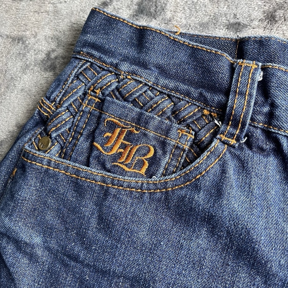 FUBU The Collection Y2K Men's Embroidered Weave‎ Pockets Denim Jean Shorts 38